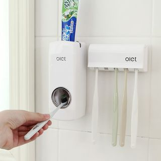 Lazy Corner Set: Automatic Toothpaste Squeezer + Toothbrush Holder