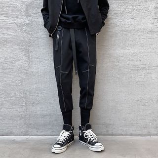 Contrast Stitching Cropped Harem Pants