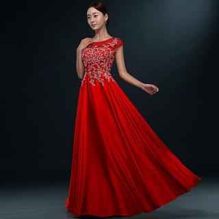 Royal Style Cap Sleeves Embellished Evening Gown