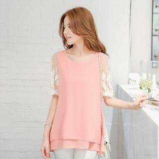 Tokyo Fashion Lace Short-Sleeve Layer Top