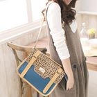 Contrast-Strap Leopard-Print Shoulder Bag