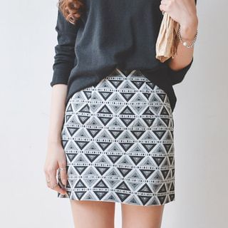 JUSTONE Geometric Pattern Mini Skirt
