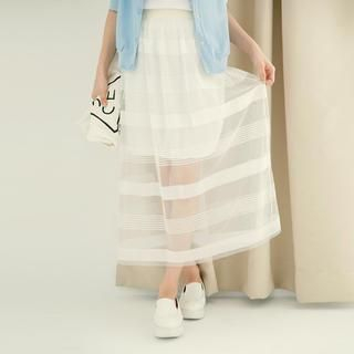 Tokyo Fashion Inset Skirt Striped Tulle Maxi Skirt