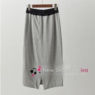 JVL Slit-Back Drawstring Midi Skirt