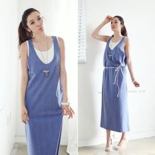Set: Sleeveless Long Dress + Tank Dress