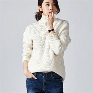 MAGJAY Wool Blend Mock-Neck Knit Top