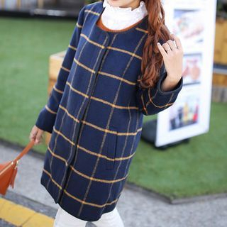 OTTI Zip Plaid Long Coat