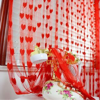 Rojo Heart Patterned Mesh Curtain