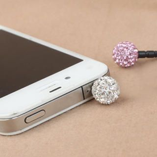Diamond iPhone Earphone Plug  White - One Size
