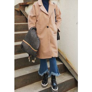 STYLEBYYAM Wide-Lapel Wool Blend Coat