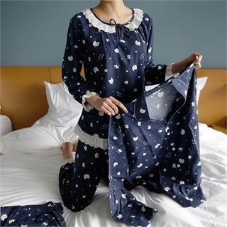 mayblue Set: Couple Cat Pattern Pajama