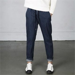 THE COVER Elastic-Waist Stripe-Pattern Jeans