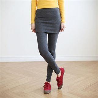 Styleberry Inset Faux-Fur Lined Skirt Leggings