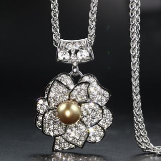 Dara Rhinestone Floral Necklace