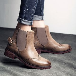 MIAOLV Buckled Short Boots