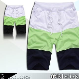 OBI YUAN Color-Block Drawstring Shorts