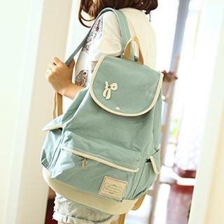 Canvas Love Bow Accent Canvas Backpack