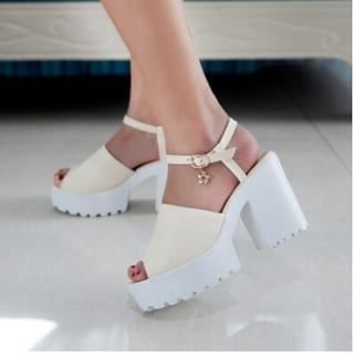 Tomma Platform Block Heel Star Charm Sandals