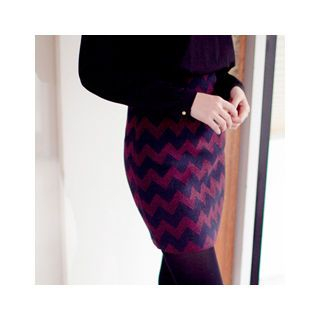 MASoeur Patterned Wool Blend Mini Skirt
