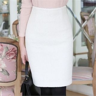 ode' High-Waist Wool Blend Pencil Skirt