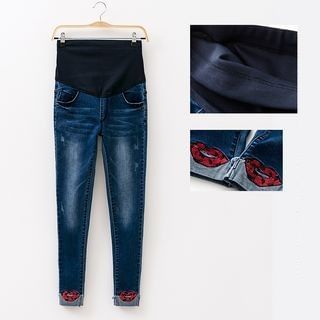Mamaladies Maternity Embroidered Skinny Jeans