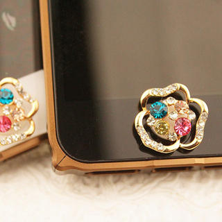 Fit-to-Kill Colorful Diamond Flower Iphone Button Sticker One Size
