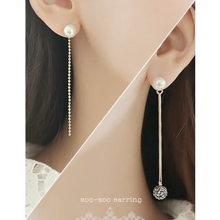 soo n soo Asymmetric Faux-Pearl Earrings