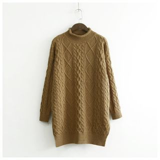 Ranche Cable Knit Mock Neck Chunky Sweater
