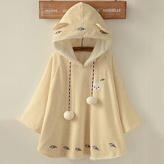 Angel Love Ear Hooded Embroidered Cape