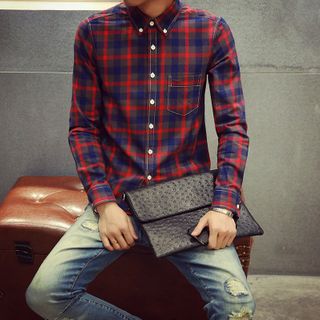 Long-Sleeve Plaid Shirt