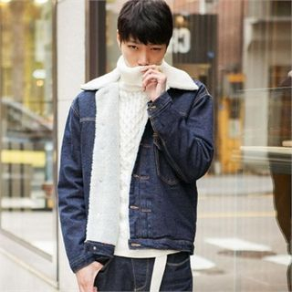 TOMONARI Fleece-Lining Buttoned Denim Jacket