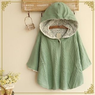 Fairyland Lace Panel Hooded Knit Cape
