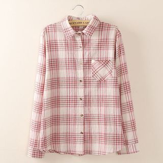 Tangi Plaid Long-Sleeve Blouse