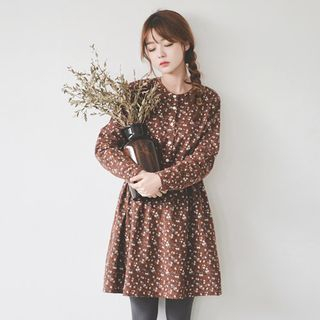 JUSTONE Gathered-Waist Floral Pattern Dress