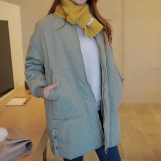 WITH IPUN Pocket-Front Padded Zip-Up Jacket