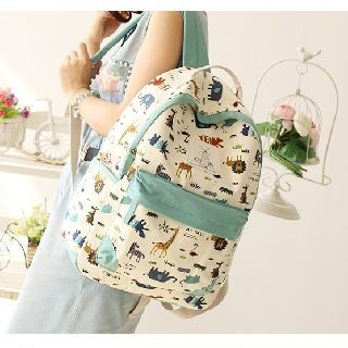 Canvas Love Animal Patterned Canvas Backpack