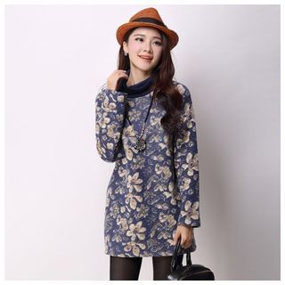 Gigi Floral Print Long-Sleeve Quilted Dress