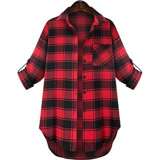 Cherry Dress Brushed Plaid Blouse