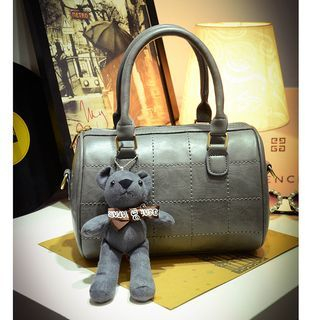 LineShow Bear Accent Plaid Handbag