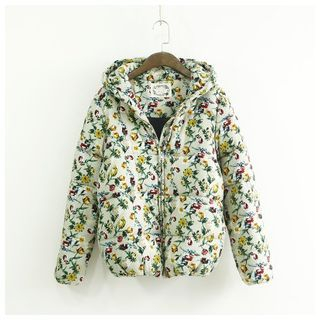 Ranche Floral Print Hooded Padded Jacket