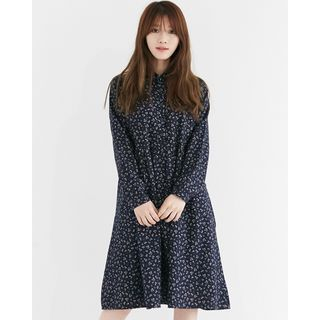 Someday, if Floral Pattern Loose-Fit Shirtdress