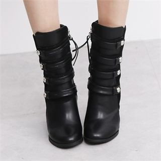 Picapica Buckled-Detail Faux-Leather Booties