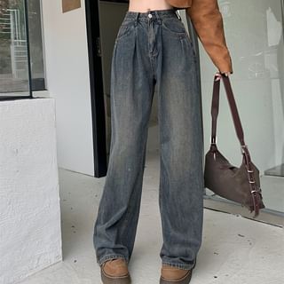 High Rise Washed Wide Leg Jeans