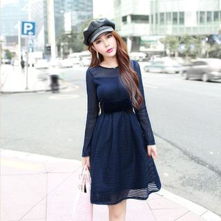 Naveen Long-Sleeve Bow-Accent A-Line Dress