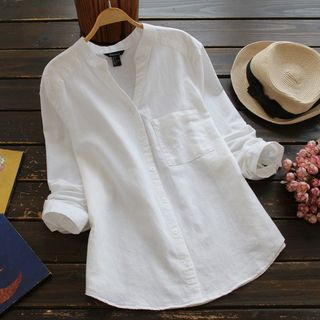 YOYO V-Neck Linen Shirt