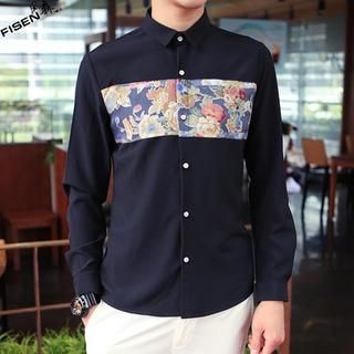 Fisen Long Sleeve Floral Panel Shirt