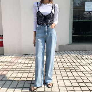 Washed Straight-Leg Jeans