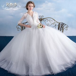 MSSBridal Lace Embroidered Ball Gown Wedding Dress