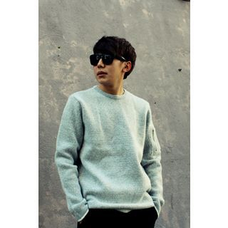 Ohkkage Patched-Sleeve Wool Blend Sweater