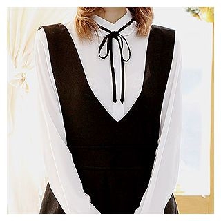 Sechuna Frill-Collar Tie-Front Blouse